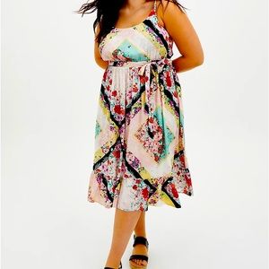 Torrid MIDI CHALLIS SHIRRED DRESS Size 1